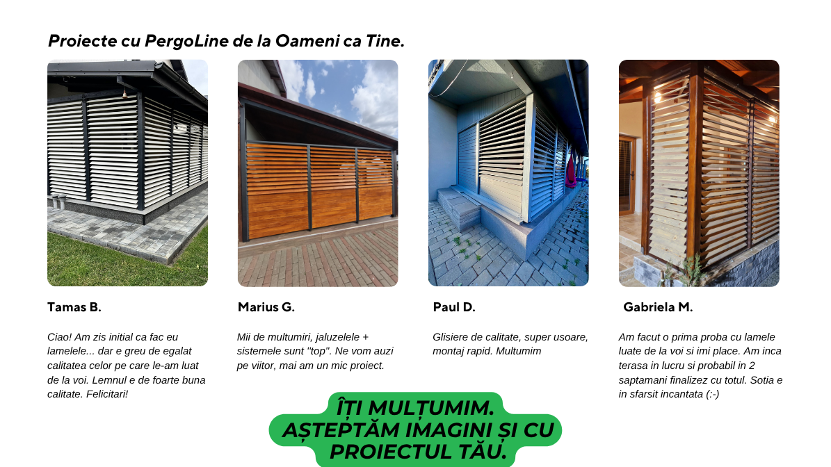 Detaliu lamelă orientabilă din aluminiu cu profil pentru drenaj